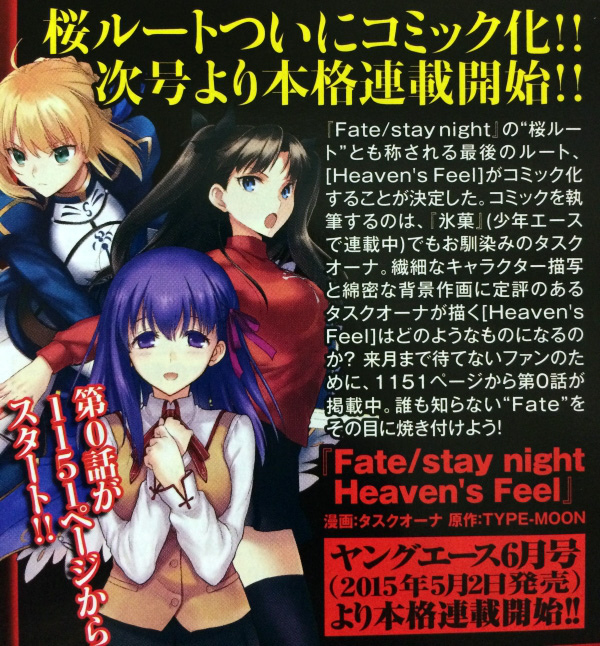 ヤングエース  Fate/stay night Heaven’s Feel