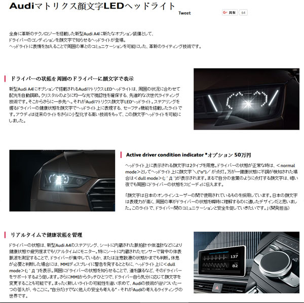 マトリクス顔文字LEDヘッドライト