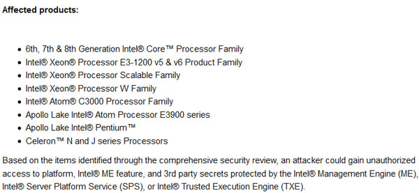 Intel official security advisory,SA-00086