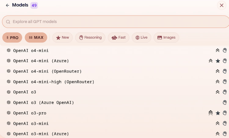 Yupp.ai LLM list